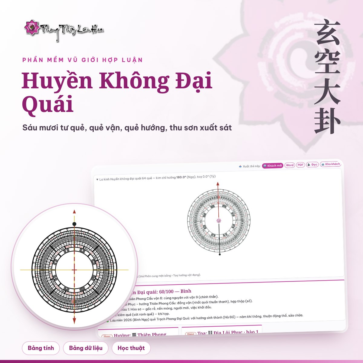 Phần mềm Huyền Không Đại Quái 64 quẻ – Vũ Giới Hợp Luận